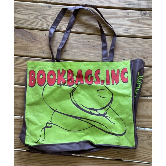 Bookbags Inc Woven Bag Green Reuseable Shopping Bag NWT 15 in  by 19 in wide - Picture 3 of 4